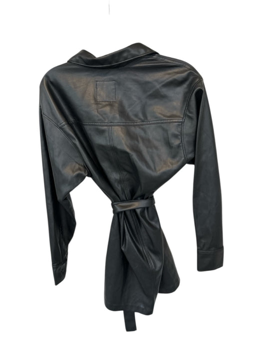 Abercrombie & Fitch Size S Black Vegan Leather Long Sleeve Snap buttons Dress Black / S