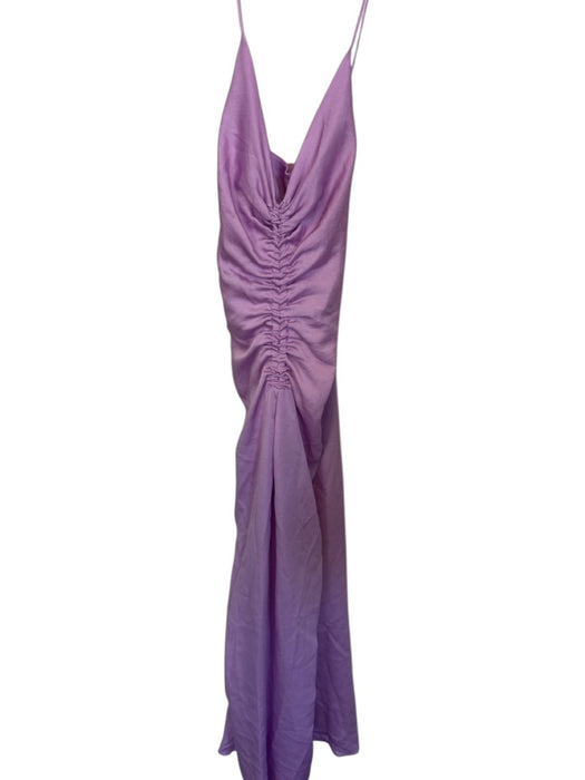 Sandro Size 36 Purple Polyester Halter Neck Drawstring front Low Back Maxi Dress Purple / 36