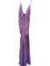 Sandro Size 36 Purple Polyester Halter Neck Drawstring front Low Back Maxi Dress Purple / 36