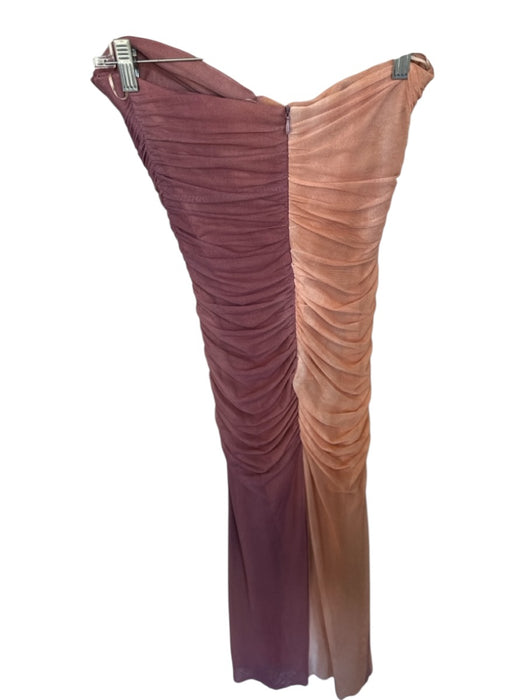 Zara Size XS Tan & Purple Strapless Ombre Gathered Front Maxi Dress Tan & Purple / XS