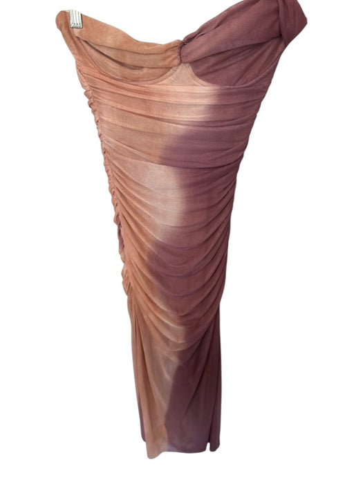 Zara Size XS Tan & Purple Strapless Ombre Gathered Front Maxi Dress Tan & Purple / XS