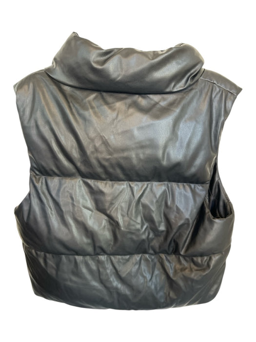 Love Tree Size S Black Vegan Leather Puffer Snap buttons Vest Black / S