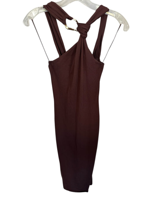 Zara Size XS Brown Viscose Blend One Shoulder Gold Hardware Maxi Dress Brown / XS