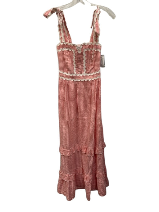Chakeris Charleston Size XS Pink & White Cotton Gingham Tiered ric rac Dress Pink & White / XS