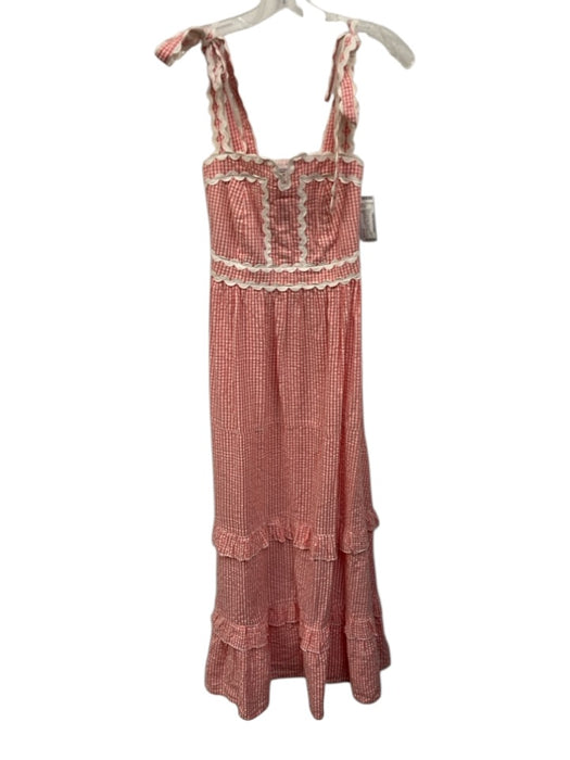 Chakeris Charleston Size XS Pink & White Cotton Gingham Tiered ric rac Dress Pink & White / XS