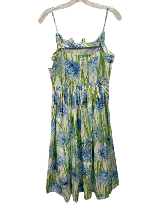 Innovare Denim Size S Blue, White, Green Botanical 3D applique Midi Dress Blue, White, Green / S