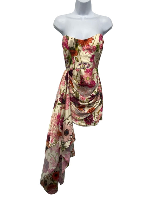 Katie May Size XS Beige, Pink, Multi Floral Draped Mini Dress Beige, Pink, Multi / XS