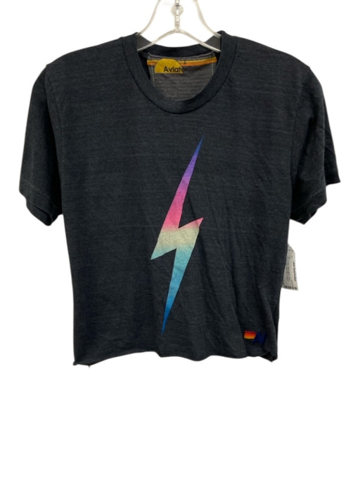 Aviator Nation Size S Gray & multi Cotton Blend Ombre Lightning Bolt Cropped Top Gray & multi / S