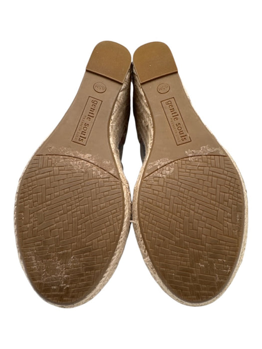 Gentle Souls Shoe Size 8.5 Taupe Leather Upper open toe Strappy Wedge Espadrille Taupe / 8.5