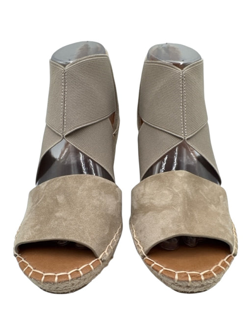 Gentle Souls Shoe Size 8.5 Taupe Leather Upper open toe Strappy Wedge Espadrille Taupe / 8.5