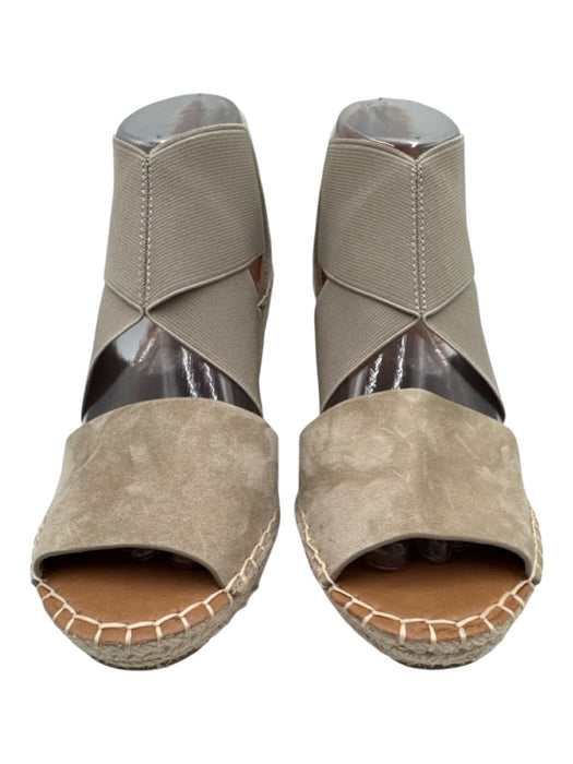 Gentle Souls Shoe Size 8.5 Taupe Leather Upper open toe Strappy Wedge Espadrille Taupe / 8.5