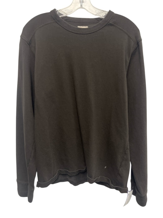 Flint and Tinder Size L Faded Black Cotton Blend Solid Crew Long Sleeve Shirt Faded Black / L