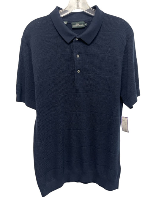 Rodd & Gun Size L Navy Cotton Blend Knit Polo Men's Short Sleeve Navy / L