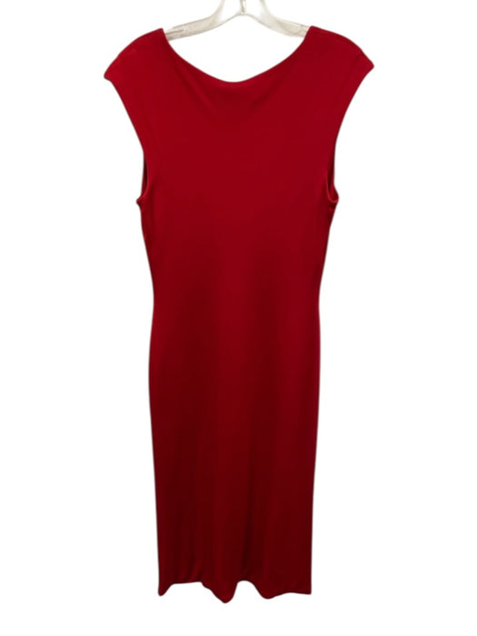 Ralph Lauren Size 12 Red Viscose Blend V Neck Sleeveless Below knee Dress Red / 12