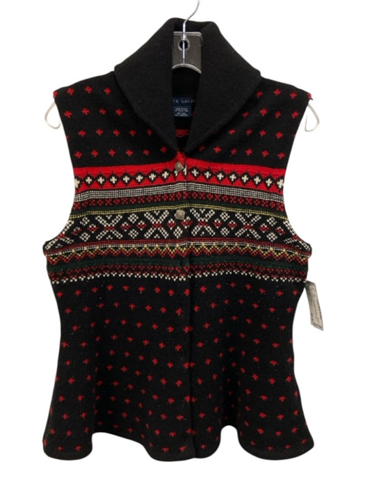 Ralph Lauren Blue Size L Black, Red, Multi Wool & Cashmere Sleeveless Vest Black, Red, Multi / L