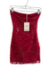 Peppermayo Size XS Red Polyester Strapless Beaded Sheer Overlay Mini Dress Red / XS