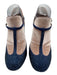 Valentino Shoe Size 40 Navy & Beige Suede Jeweled T Strap Almond Toe Pumps Navy & Beige / 40