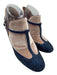 Valentino Shoe Size 40 Navy & Beige Suede Jeweled T Strap Almond Toe Pumps Navy & Beige / 40