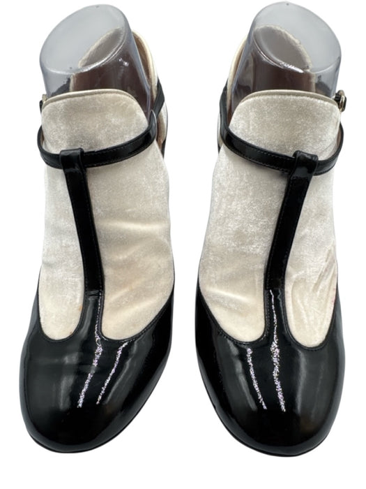 Valentino Shoe Size 39.5 Black Patent Leather T Strap Almond Toe Pumps Black / 39.5