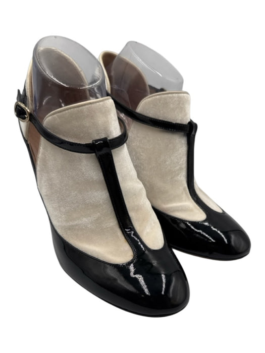 Valentino Shoe Size 39.5 Black Patent Leather T Strap Almond Toe Pumps Black / 39.5