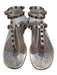 Valentino Shoe Size 37 Gold Leather Metallic Studded T Strap Sandals Gold / 37