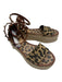 Valentino Shoe Size 37 brown multi Canvas Cheetah Leather Studded Sandals brown multi / 37