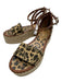 Valentino Shoe Size 37 brown multi Canvas Cheetah Leather Studded Sandals brown multi / 37