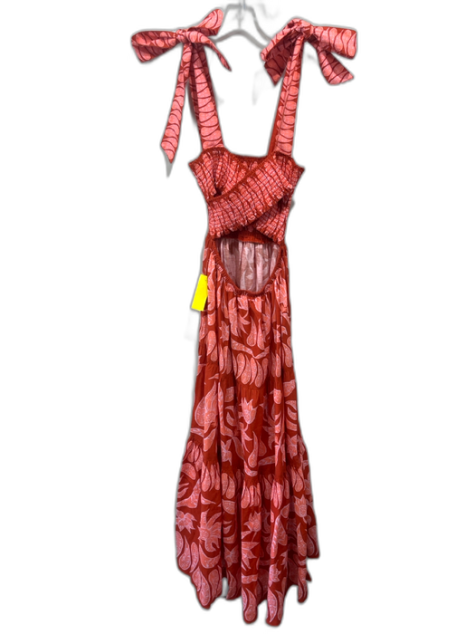 Omika Size XS red, pink, multi Cotton & Linen Sleeveless Tie Shoulder Dress red, pink, multi / XS