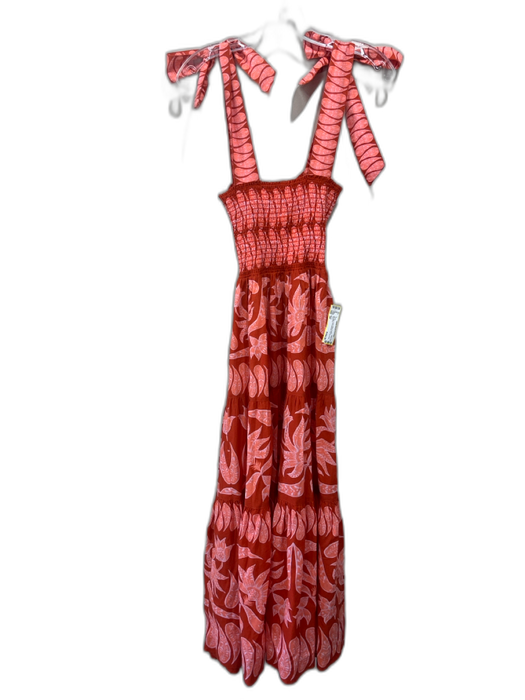 Omika Size XS red, pink, multi Cotton & Linen Sleeveless Tie Shoulder Dress red, pink, multi / XS