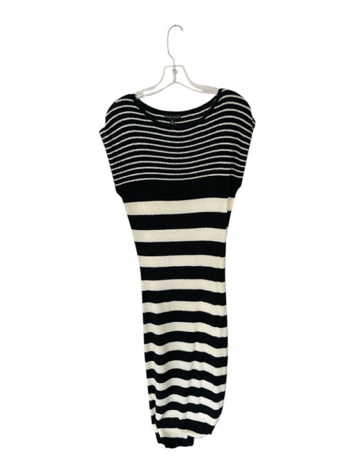 Miou Muse Size M Black & White Acrylic Blend Knit Striped Sleeveless Maxi Dress Black & White / M