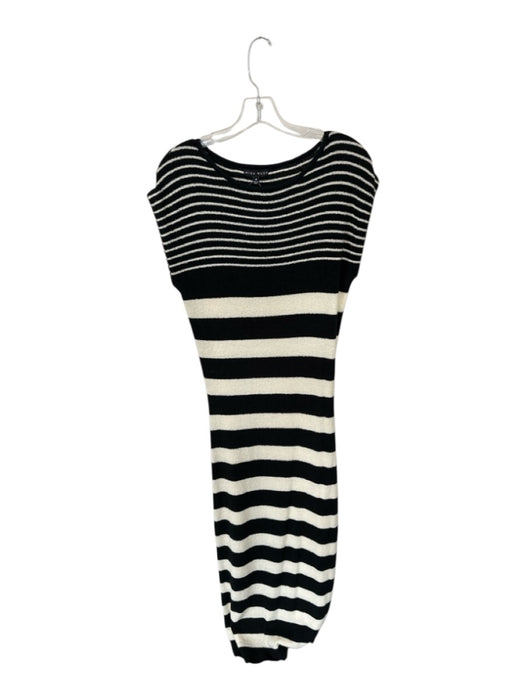 Miou Muse Size M Black & White Acrylic Blend Knit Striped Sleeveless Maxi Dress Black & White / M