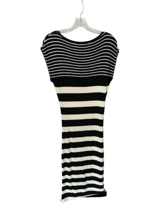 Miou Muse Size M Black & White Acrylic Blend Knit Striped Sleeveless Maxi Dress Black & White / M