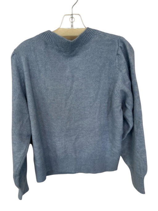 Minus Size L Dusty Blue Wool Blend Long Sleeve V Neck Button Up Sweater Dusty Blue / L