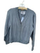 Minus Size L Dusty Blue Wool Blend Long Sleeve V Neck Button Up Sweater Dusty Blue / L