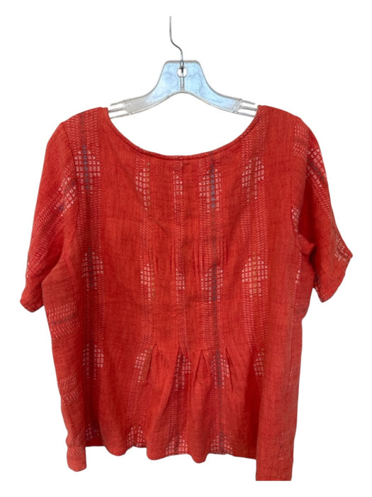 Ace & Jig Size M Orange Cotton Blend Scoop Neck Pleat Detail Metallic Top Orange / M