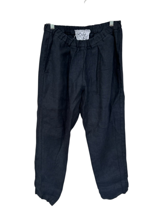 D-due Size 42 Navy Linen Elastic Waist Front Pockets Wide Leg Pants Navy / 42