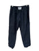 D-due Size 42 Navy Linen Elastic Waist Front Pockets Wide Leg Pants Navy / 42