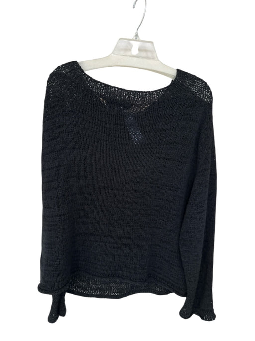 Alpha Studio Size Est L Black Cotton Blend Boat Neck Knit Loose Fit Sweater Black / Est L
