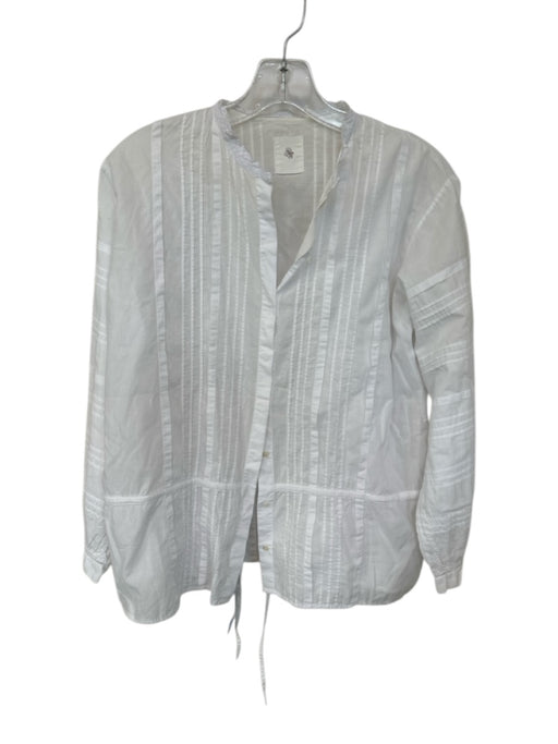 Maison De Soil Size Est S White Cotton Long Sleeve Lace Detail Button Up Top White / Est S