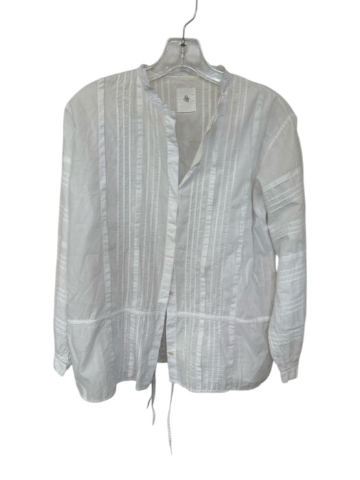 Maison De Soil Size Est S White Cotton Long Sleeve Lace Detail Button Up Top White / Est S
