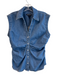 Veronica Beard Size 6 Blue Cotton Sleeveless V Neck Bunched Button Down Top Blue / 6