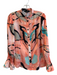 Ming wang Size XS Orange & Multi Polyester Long Sleeve Abstract Print Top Orange & Multi / XS