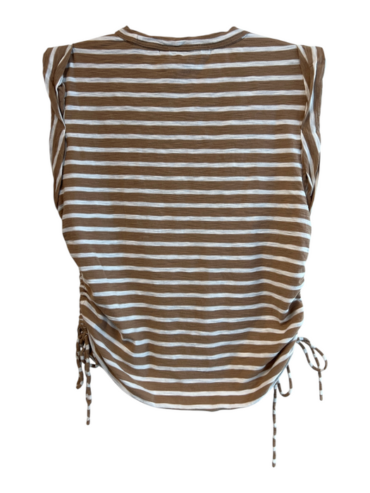 Veronica Beard Size S Brown & White Pima Cotton Sleeveless Striped Top Brown & White / S