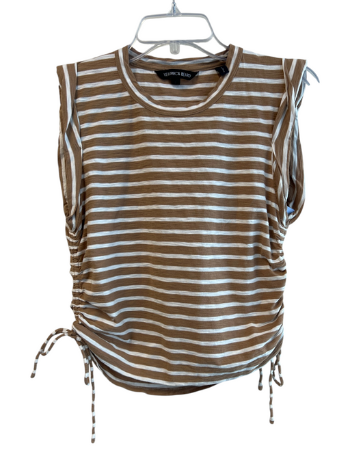 Veronica Beard Size S Brown & White Pima Cotton Sleeveless Striped Top Brown & White / S
