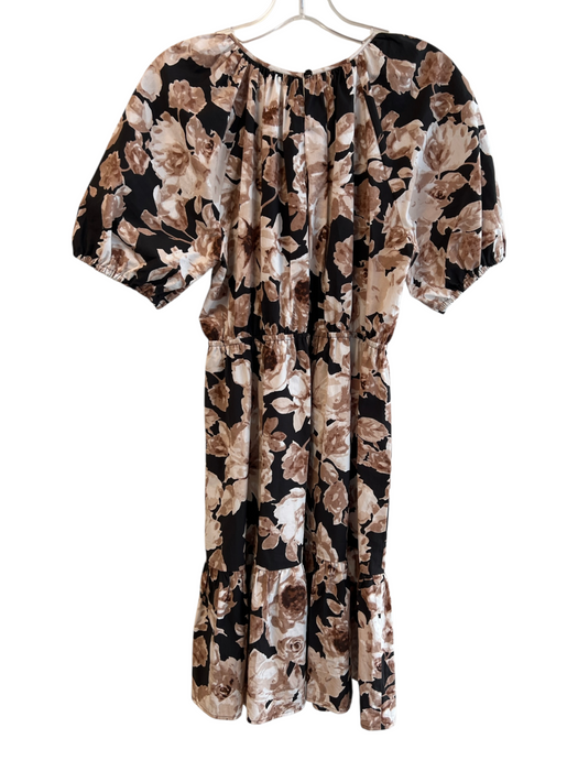 Rails Size D Brown & Black Cotton Blend Short Sleeve Floral Print Dress Brown & Black / D