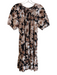 Rails Size D Brown & Black Cotton Blend Short Sleeve Floral Print Dress Brown & Black / D