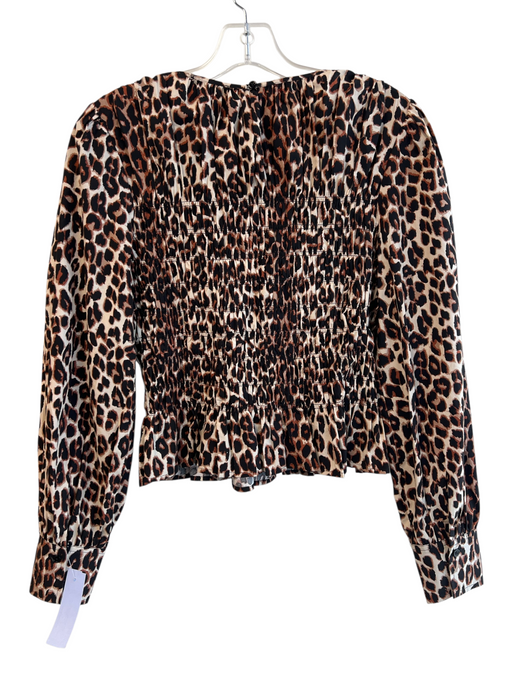 Rails Size S Brown & Black Cotton Blend Long Sleeve Animal Print Shirred Top Brown & Black / S