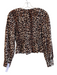 Rails Size S Brown & Black Cotton Blend Long Sleeve Animal Print Shirred Top Brown & Black / S