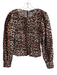 Rails Size S Brown & Black Cotton Blend Long Sleeve Animal Print Shirred Top Brown & Black / S