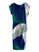 Donna Karan Size 4 Blue Green & Multi Polyester Short Sleeve Color Block Dress Blue Green & Multi / 4